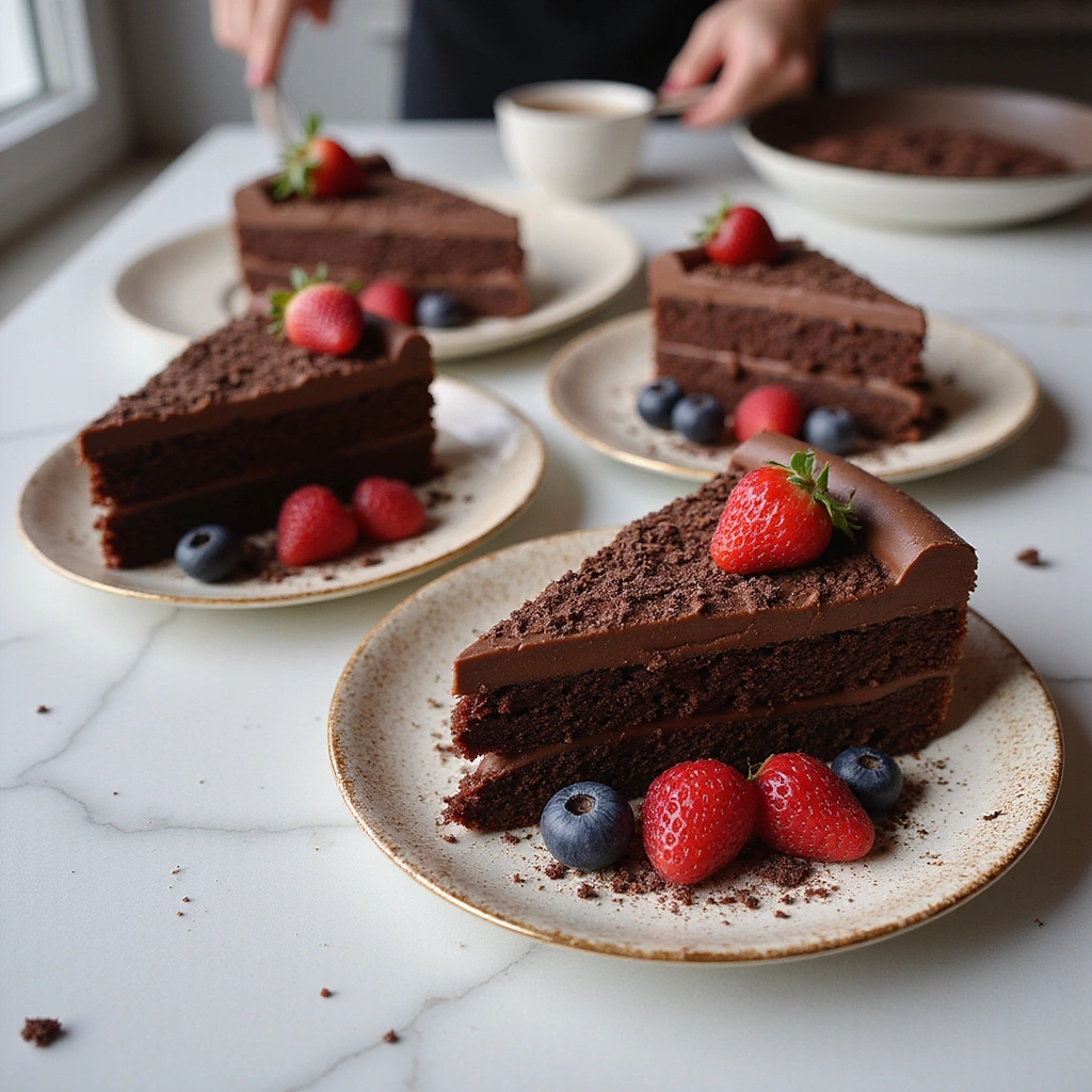 Box Cake Mix Recipes with Chocolate Instant Pudding Dessert - Step 9: Slice and Serve