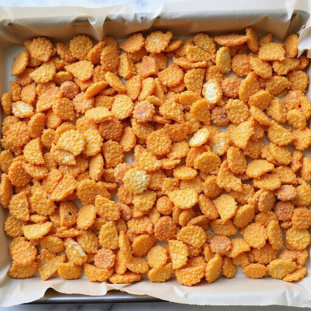 Bugles Snack Mix Recipes with White Chocolate Sweet Salty Treat - Step 6: Spread on Baking Sheet