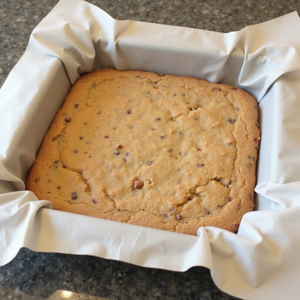 Chocolate Chip Cookie Bars with Cake Mix Brownie Style Recipe - Step 5: Prepare the Baking Pan