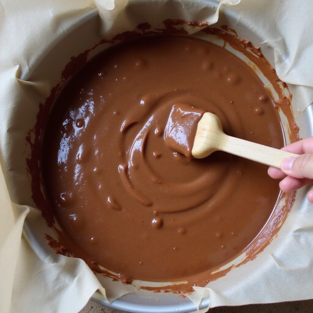 Chocolate Chip Cookie Bars with Cake Mix Brownie Style Recipe - Step 6: Spread the Batter