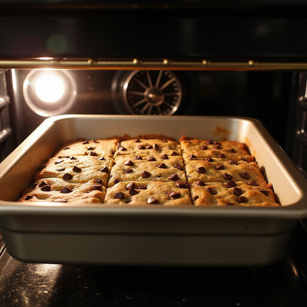 Chocolate Chip Cookie Bars with Cake Mix Brownie Style Recipe - Step 7: Bake the Bars