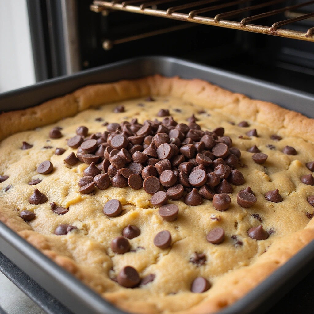 Chocolate Chip Cookie Bars with Cake Mix Brownie Style Recipe - Step 8: Add Topping