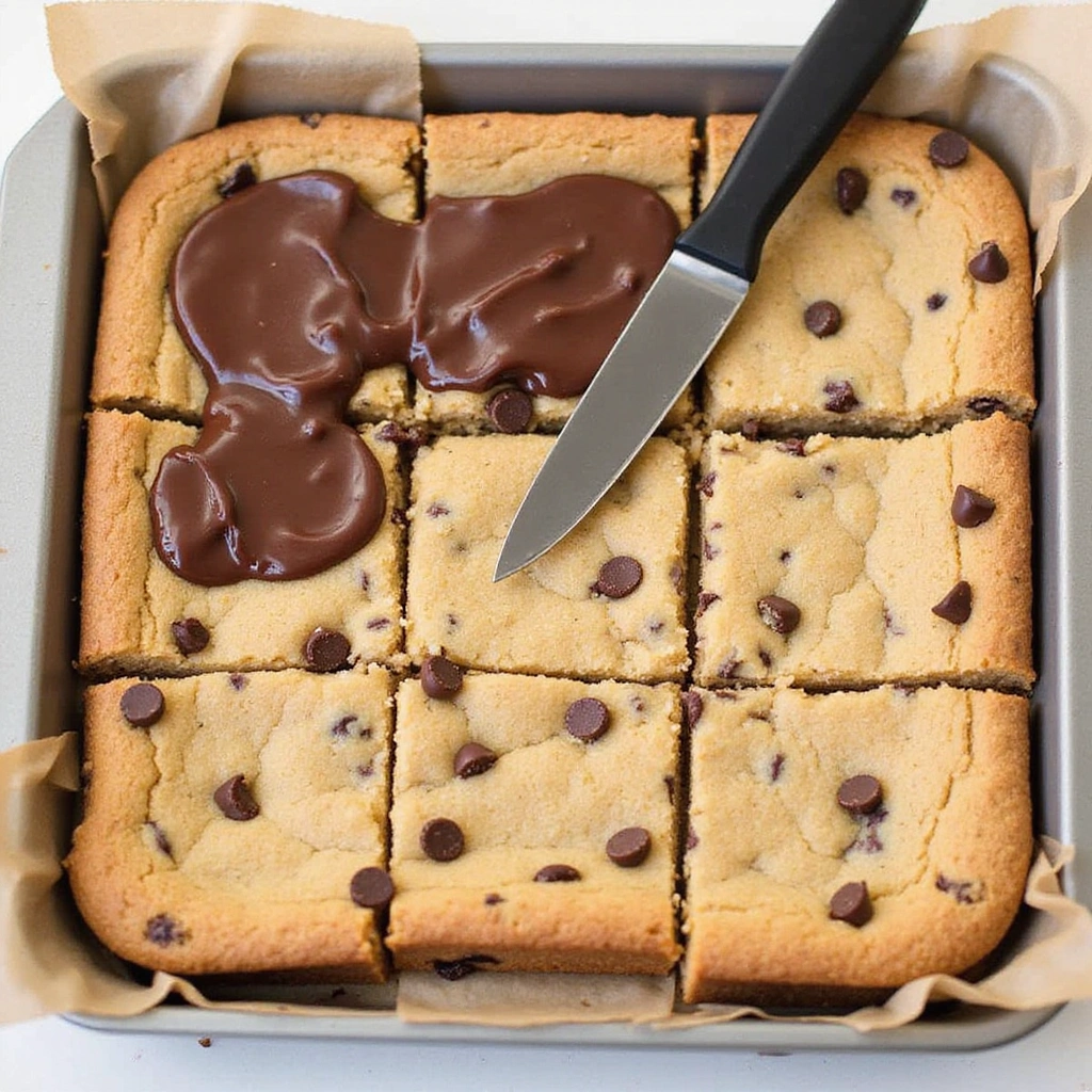 Chocolate Chip Cookie Bars with Cake Mix Brownie Style Recipe - Step 9: Cool and Cut
