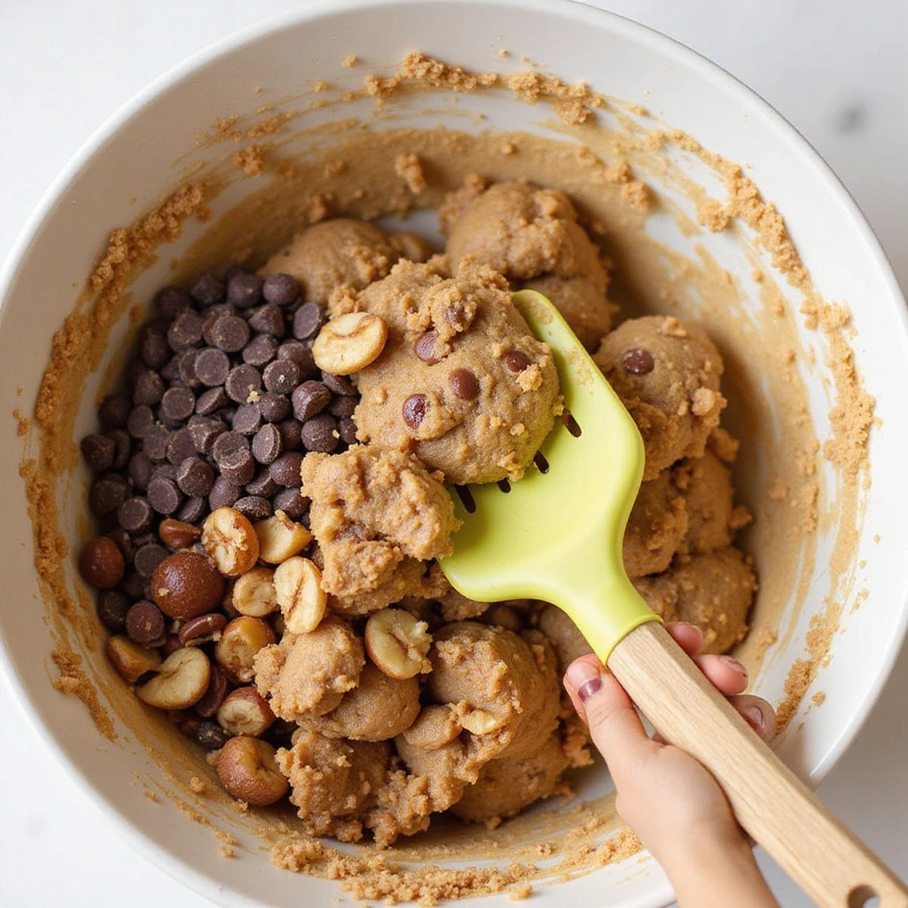 Chocolate Chip Cookies with Nuts Recipes Classic and Crunchy - Step 5: Fold in Chocolate Chips and Nuts