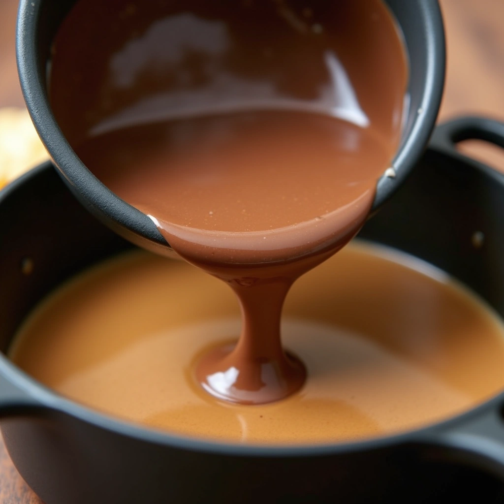 Chocolate Fondue Recipes Melting Pot Peanut Butter Delight - Step 4: Transfer to Fondue Pot