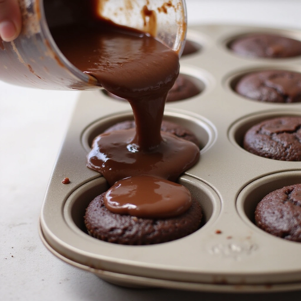 Chocolate Muffins from Cake Mix Recipes Quick and Easy - Step 7: Fill Muffin Cups