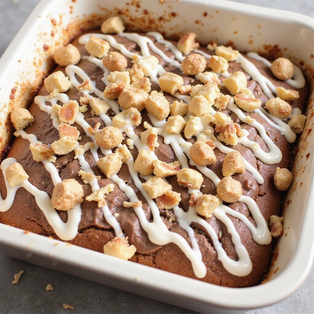 Chocolate Peanut Butter Dump Cake Recipes Quick and Delicious - Step 8: Glaze the Cake