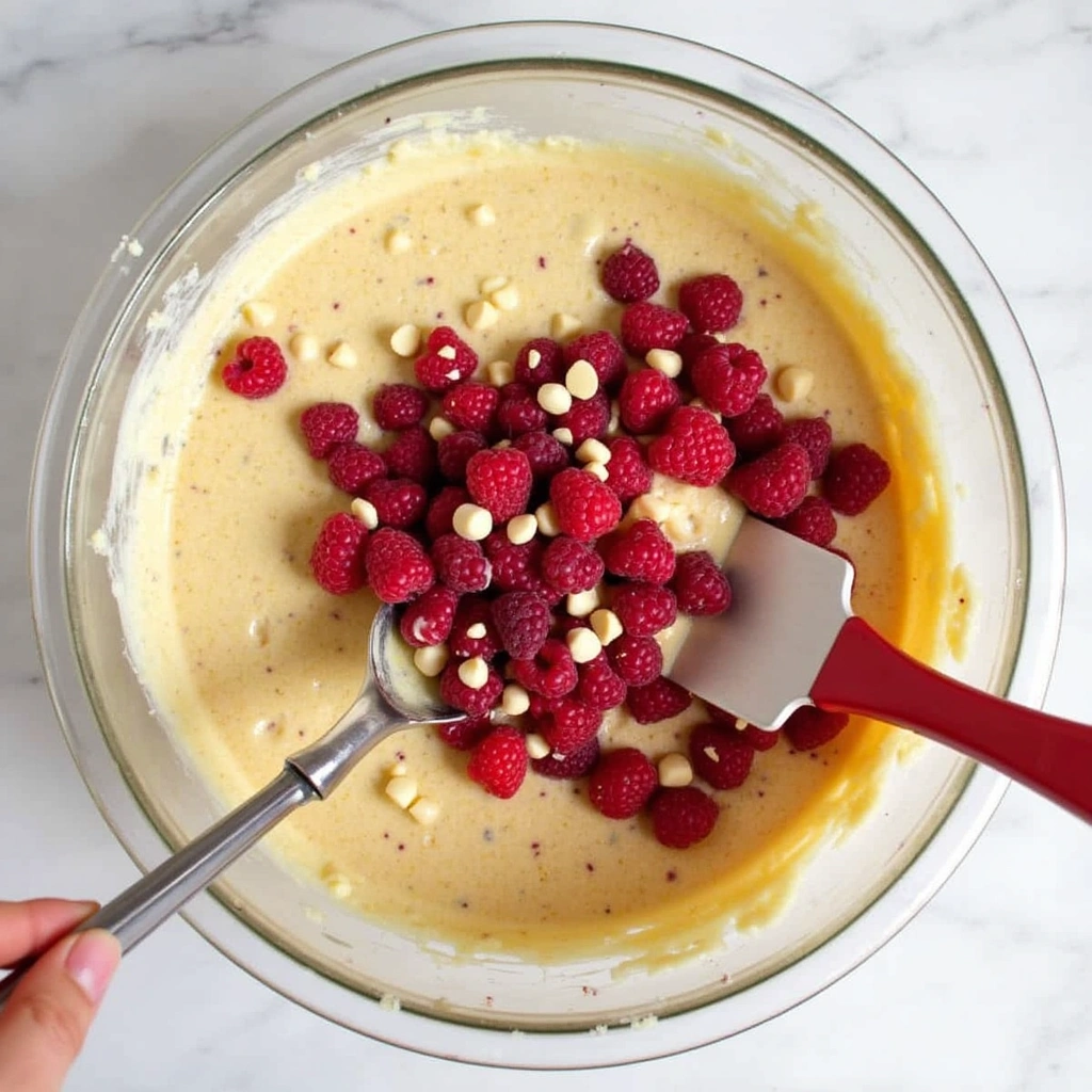 Copycat Nothing Bundt Cake White Chocolate Raspberry Recipe - Step 6: Fold in Raspberries and White Chocolate