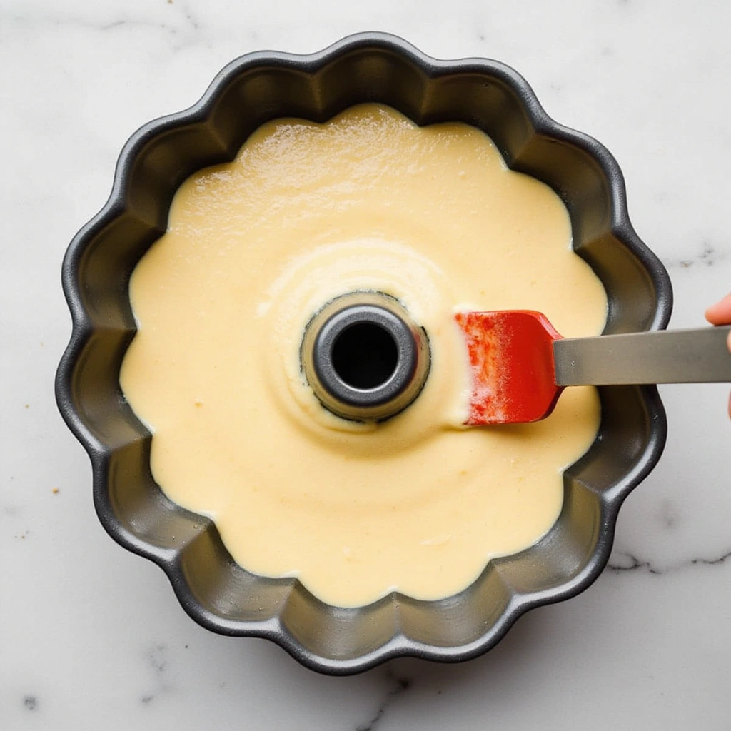 Copycat Nothing Bundt Cake White Chocolate Raspberry Recipe - Step 7: Pour Batter into Bundt Pan