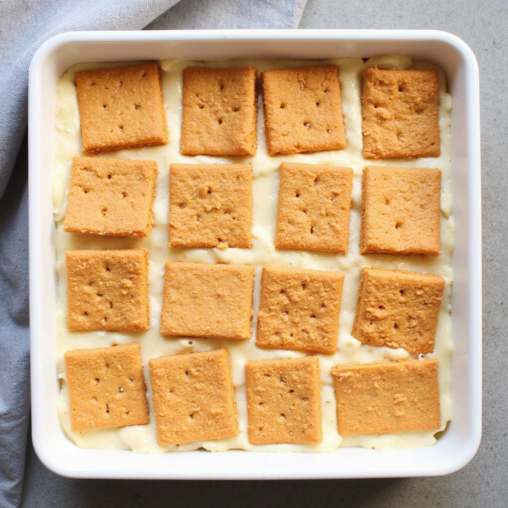 Easy Dessert Recipes No Bake Chocolate Eclair Cake Idea - Step 7: Final Layer of Graham Crackers