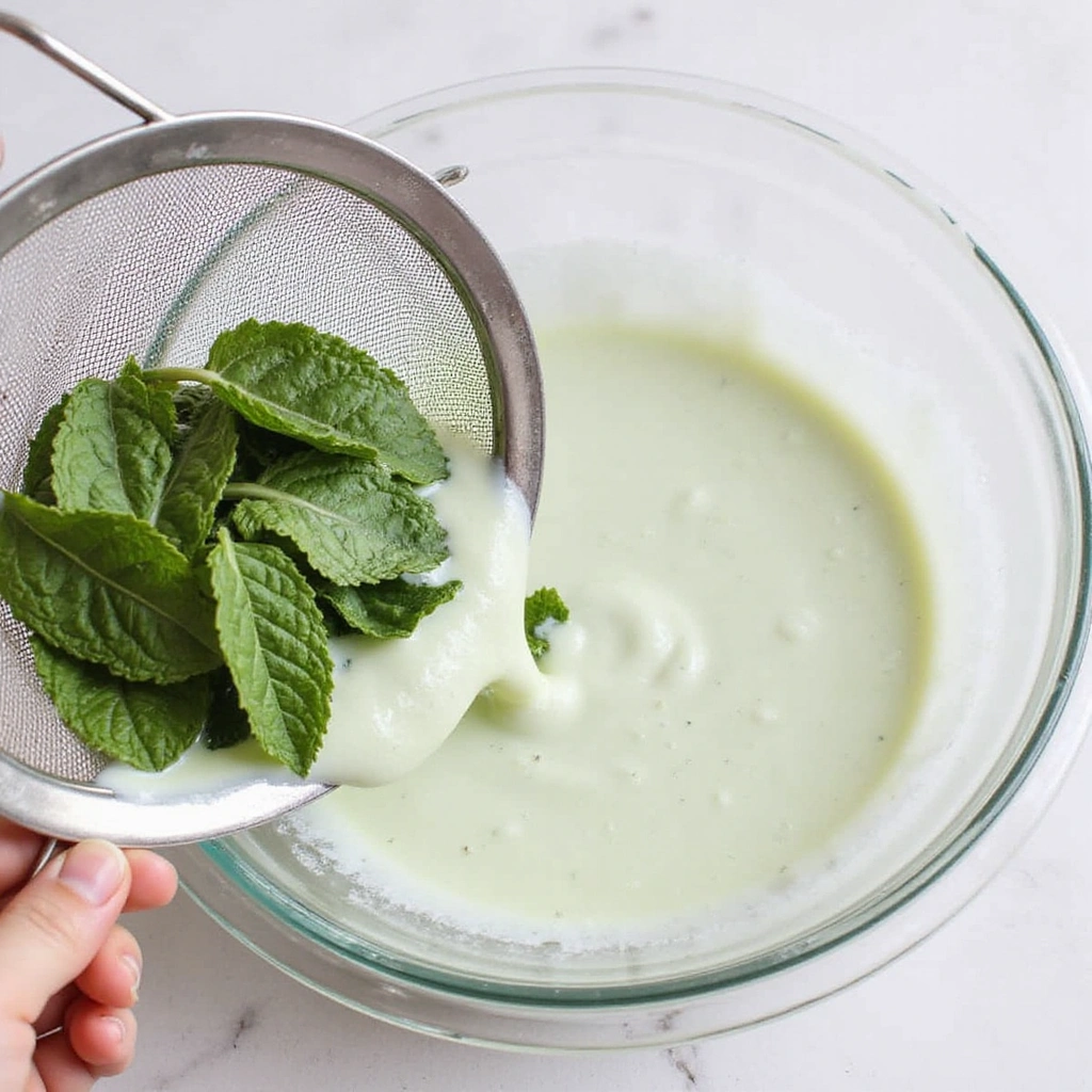 Homemade Mint Chocolate Chip Ice Cream Recipe Creamy and Fresh - Step 2: Strain the Mint