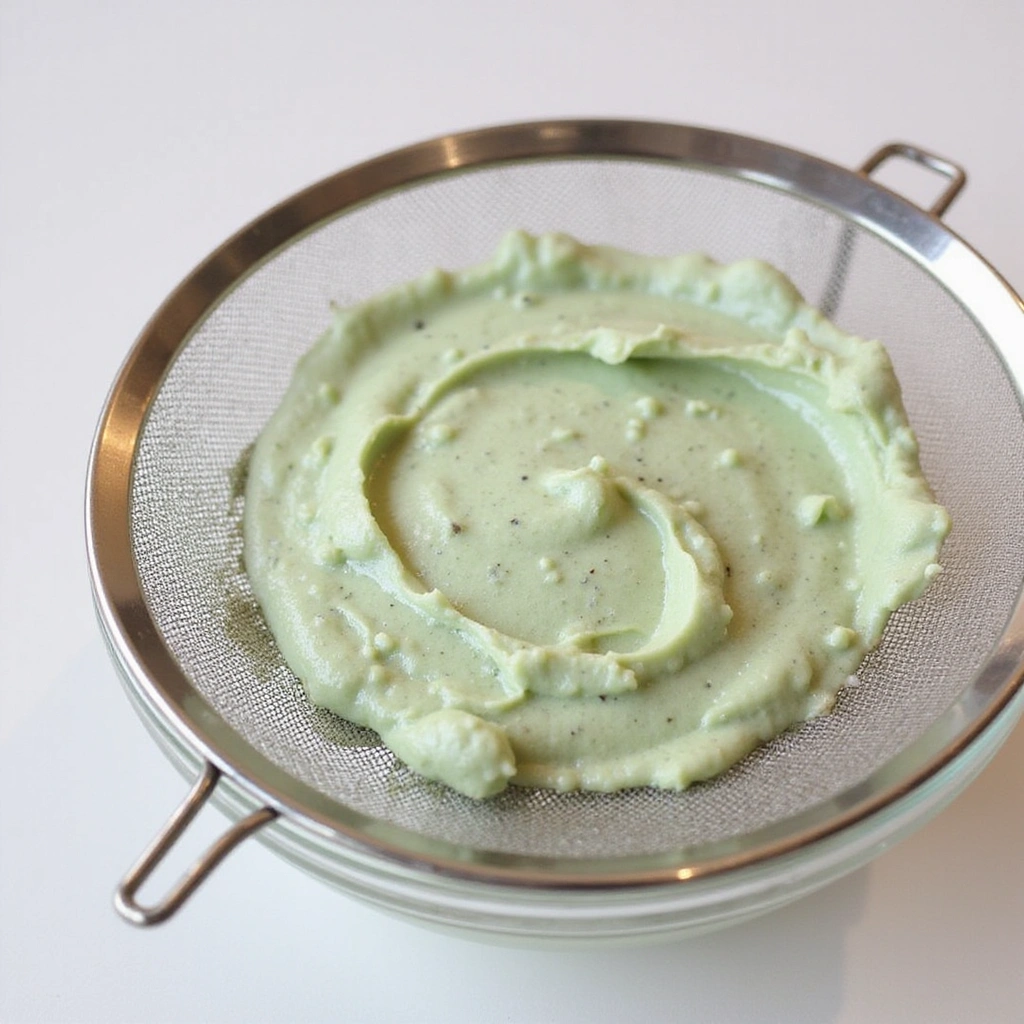 Ninja Creami Ice Cream Recipes Mint Chocolate Chip Homemade Step 4 Strain the Mixture