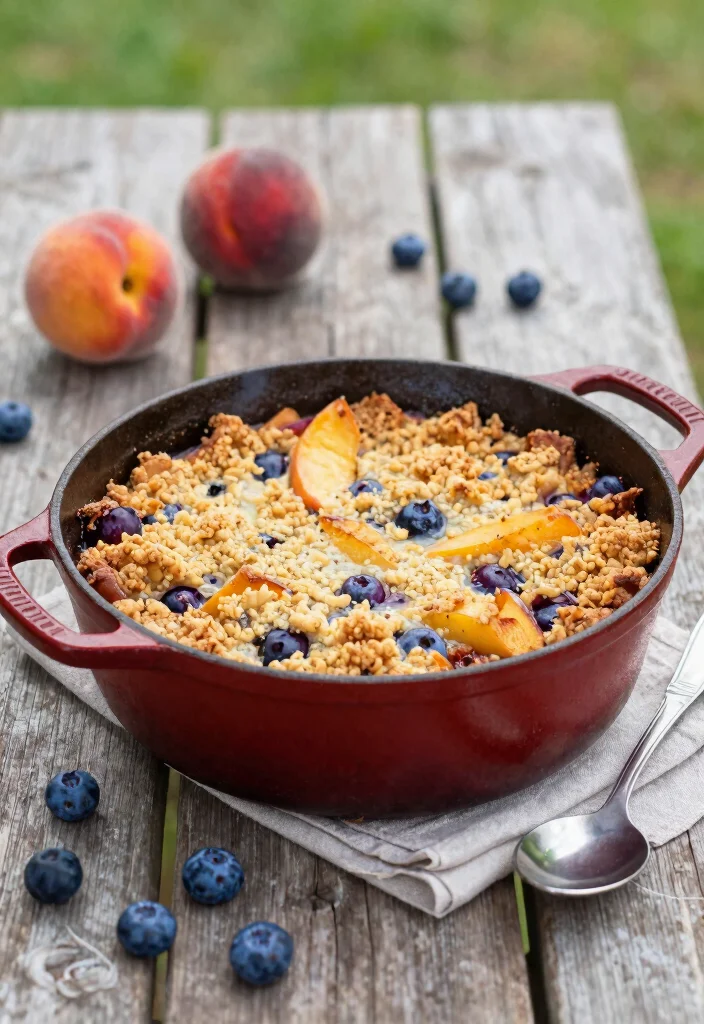 10 Dutch Oven Dessert Recipes for Cozy Baked Sweets - 5. Peach and Blueberry Crisp 1