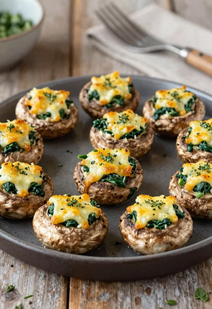 10 Keto Snack Recipes for Easy Low Carb Bites - 10. Spinach and Cheese Stuffed Mushrooms 1