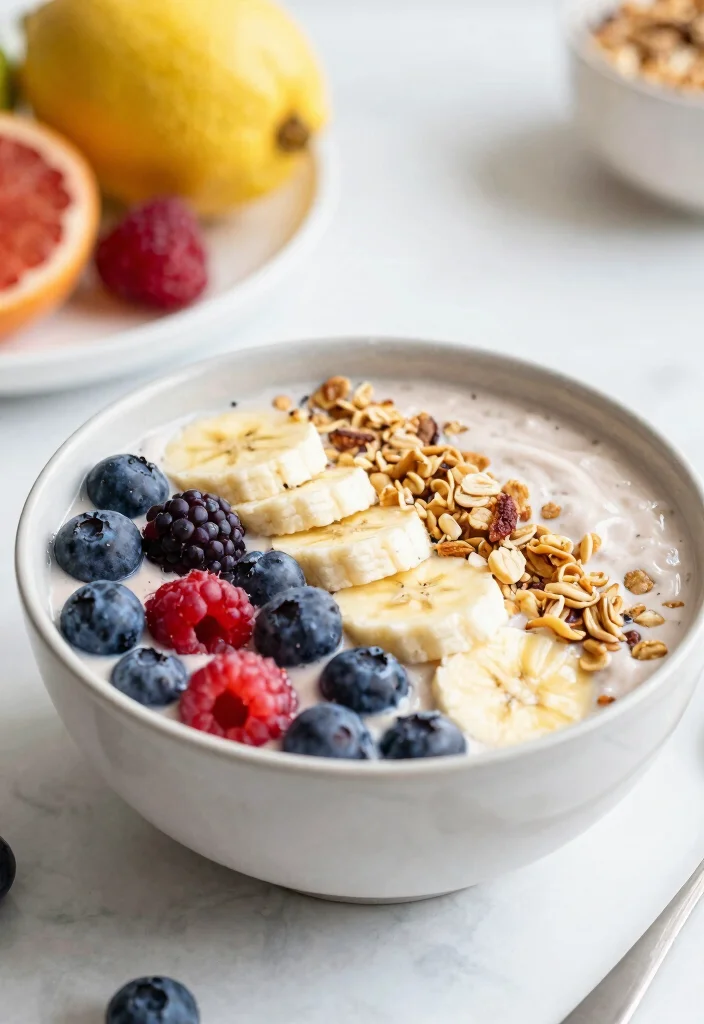 12 Desserts Recipes for Kids That Are Fun and Simple - 11. Peanut Butter Banana Smoothie Bowl 1