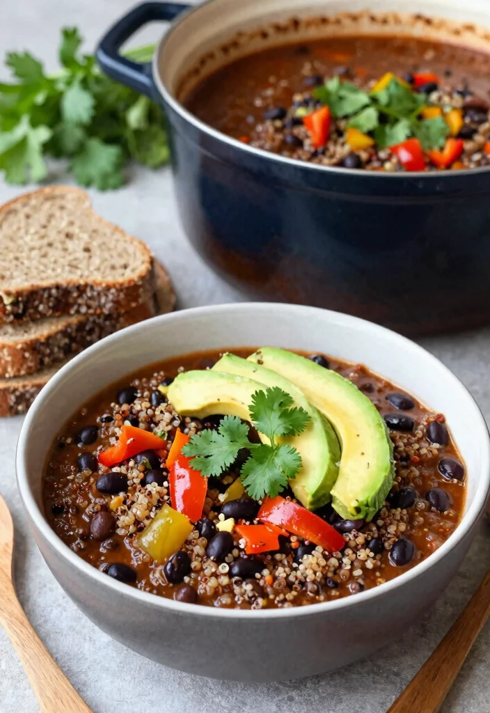 12 Healthy Crock Pot Recipes for Easy Clean Eating - 3. Hearty Quinoa and Black Bean Chili 1