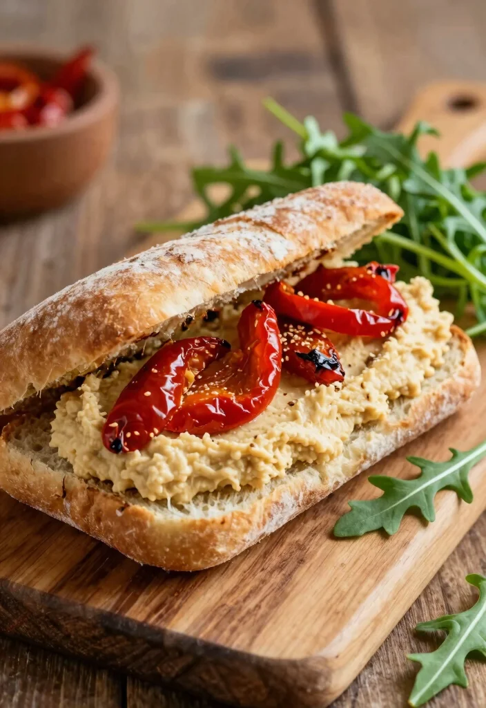 12 Healthy Panini Recipes for Light Crispy Sandwiches - 5. Hummus and Roasted Red Pepper Panini 1