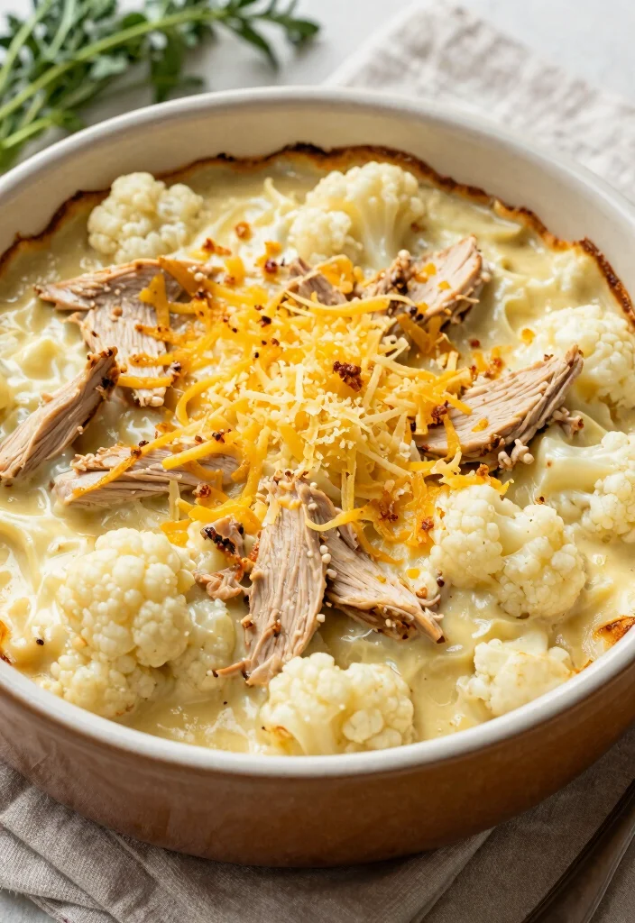 12 Keto Turkey Recipes for Lean Filling Dinners - 10. Turkey and Cauliflower Alfredo Bake 1