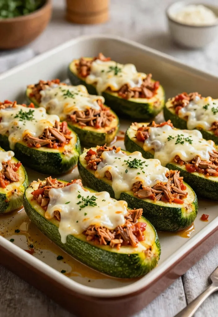 12 Keto Turkey Recipes for Lean Filling Dinners - 9. Turkey Parmesan Zucchini Boats 1