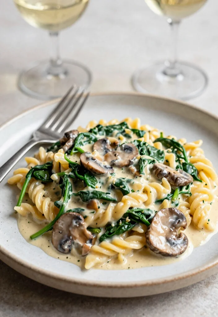 12 Lazy Dinner Recipes for Effortless Weeknight Cooking - 4. Creamy Spinach and Mushroom Pasta 1