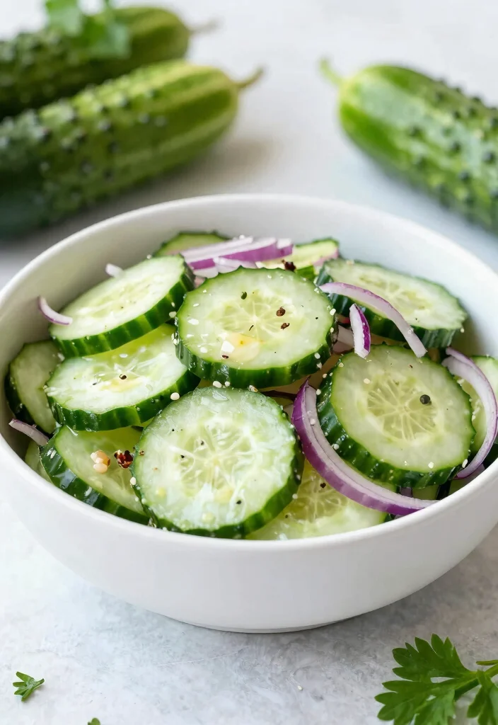 12 Raw Vegan Salad Recipes for Fresh Crunchy Bowls - 11. Light & Crunchy Cucumber Salad 1
