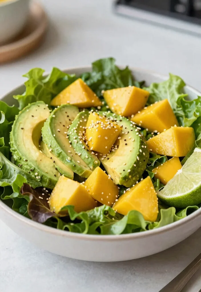 12 Raw Vegan Salad Recipes for Fresh Crunchy Bowls - 2. Avocado & Mango Delight Salad 1