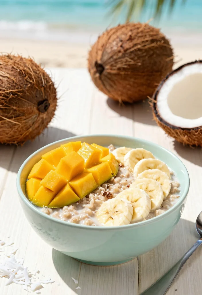 12 Vegan Oatmeal Recipes for Easy Plant Based Breakfasts - 4. Tropical Coconut Oatmeal 1