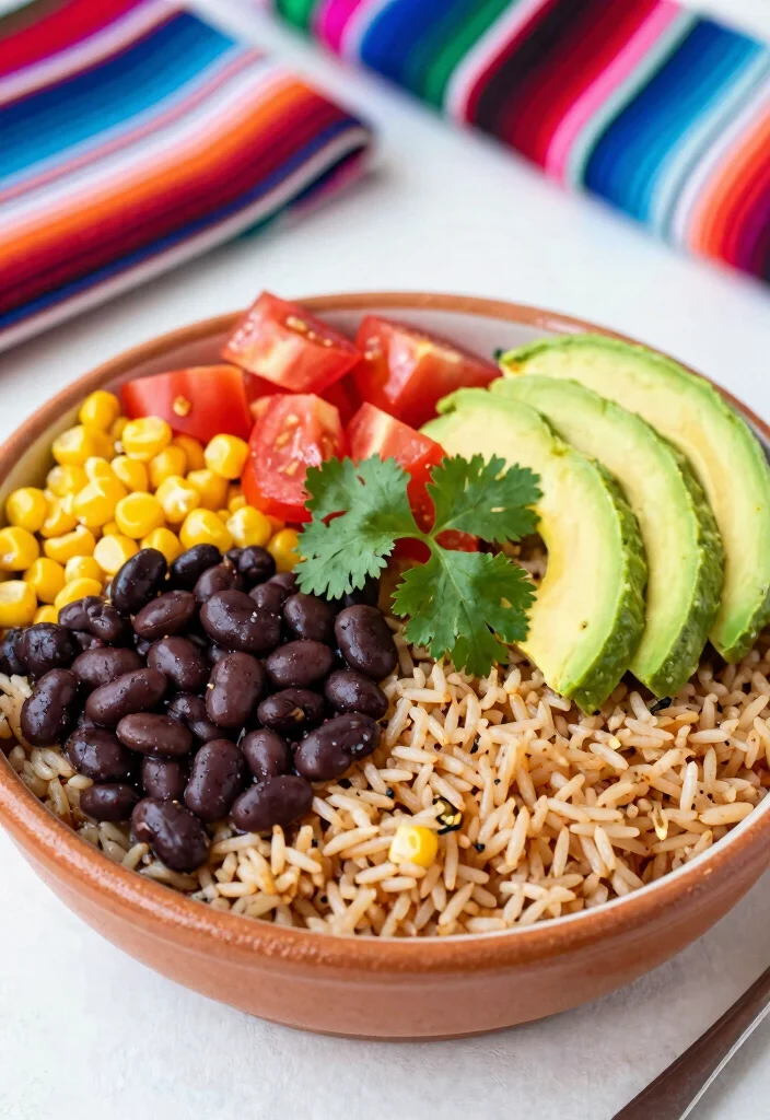 12 Vegan Rice Recipes for Simple Plant-Based Meals - 10. Mexican Rice and Beans Bowl 1
