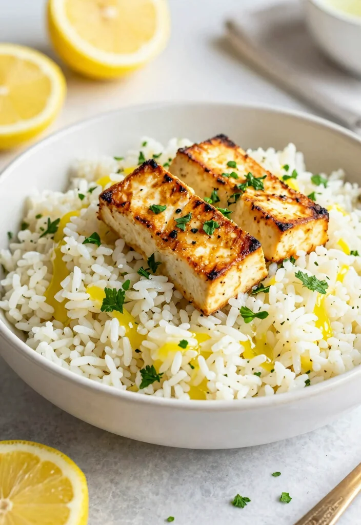 12 Vegan Rice Recipes for Simple Plant-Based Meals - 6. Lemon Herb Rice with Grilled Tofu 1