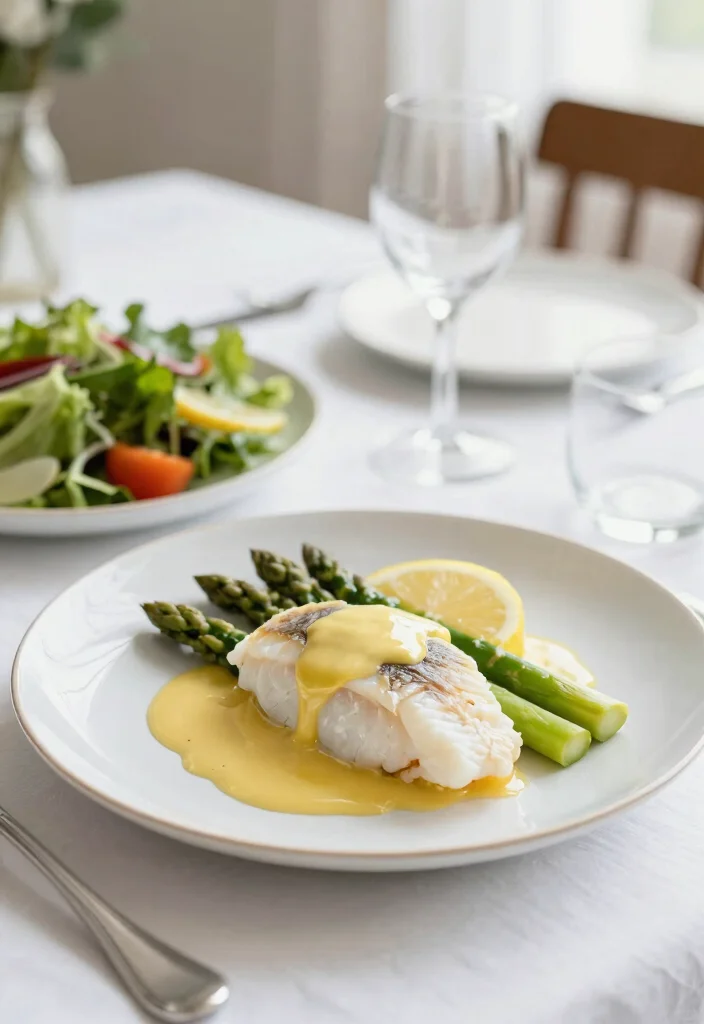 12 White Fish Dinner Recipes for Light Flavorful Meals - 10. Poached White Fish with Asparagus 1