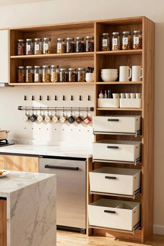 adjustable shelves maximize cabinet space