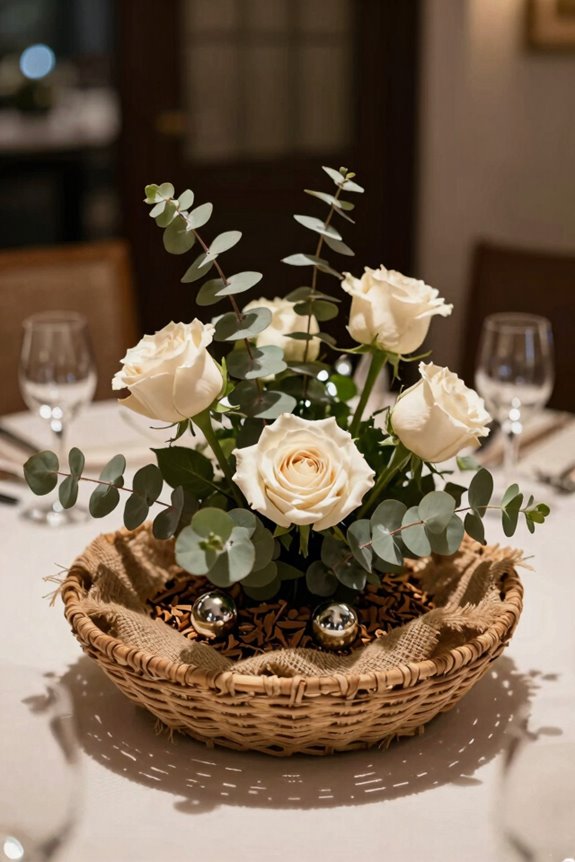 basket or tray anchors centerpiece