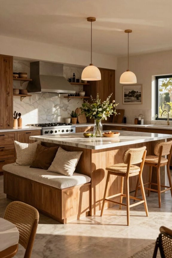 comfortable island seating for social gathering