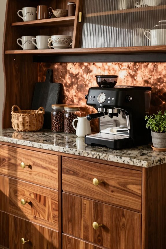 compact hoosier coffee bar setup