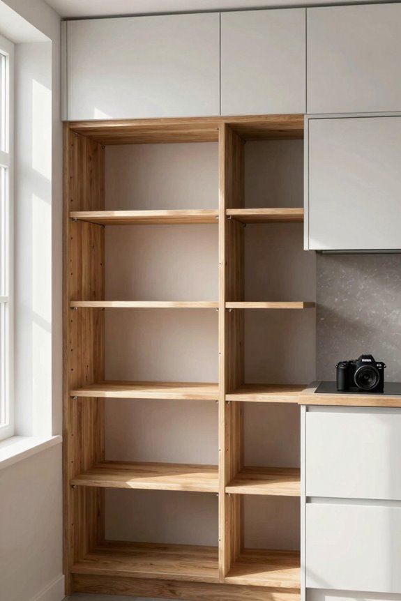 deep shelves with open storage balance