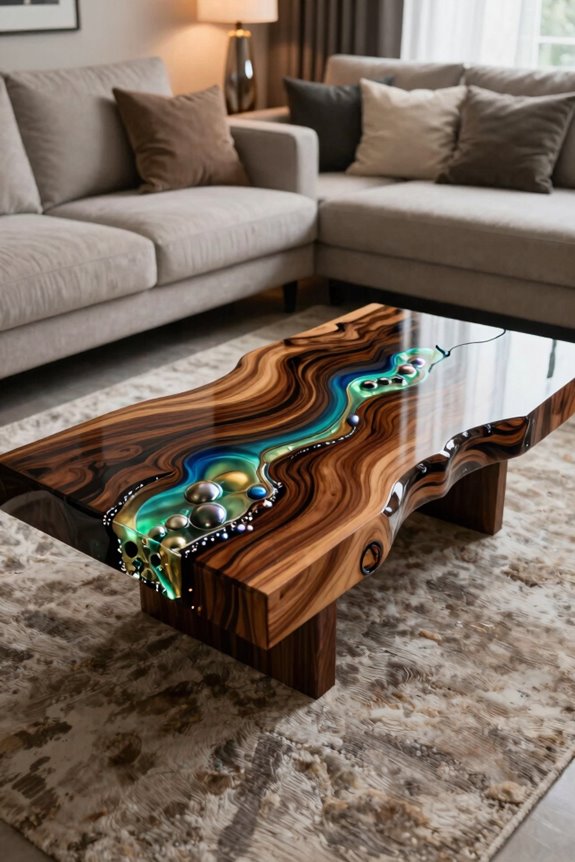 epoxy wood coffee table centerpiece