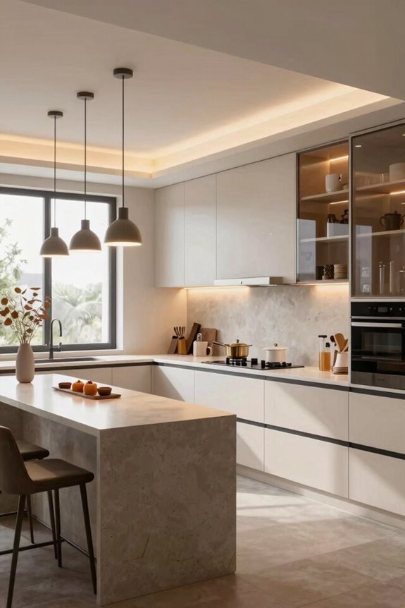 10 Open Kitchen Ideas to Transform Your Home 3 layered lighting defines open zones
