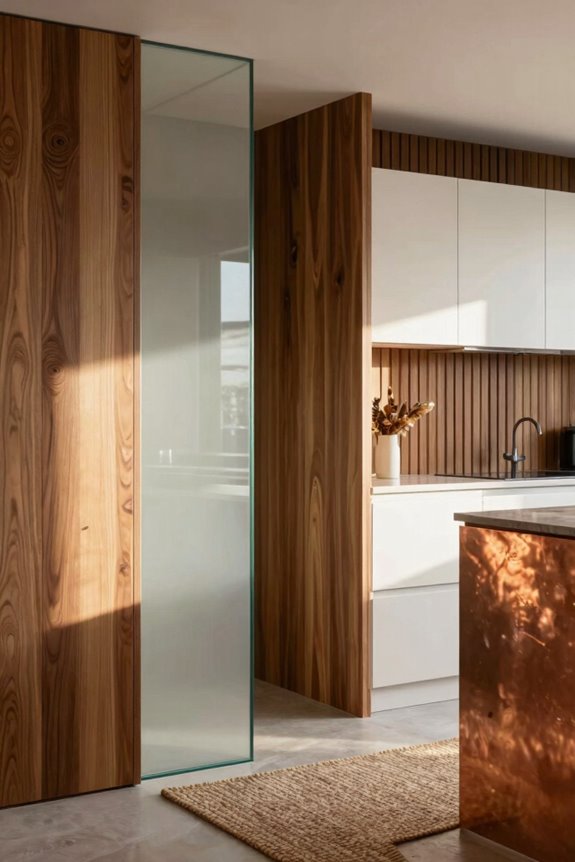 7 Open Kitchen Partition Ideas That Define Space Without Closing It Off 6 layered partitions with mixed materials