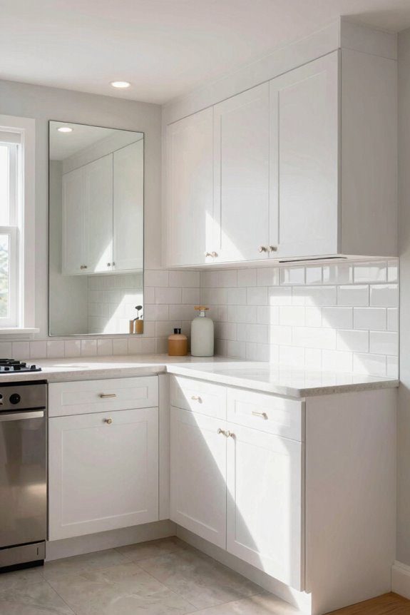 mirrored backsplash brightens space