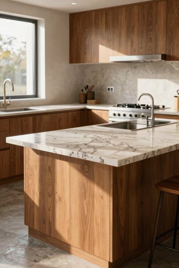 10 Open Kitchen Ideas to Transform Your Home 5 quartz or marble countertops with waterfall edges