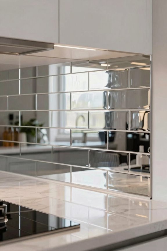 reflective metals brighten compact kitchens
