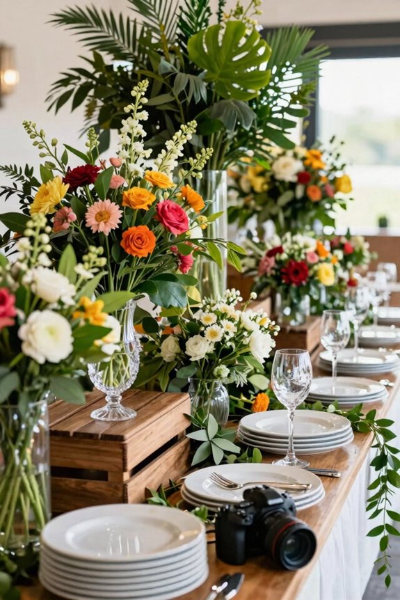 seasonal flowers varied heights tasteful greenery