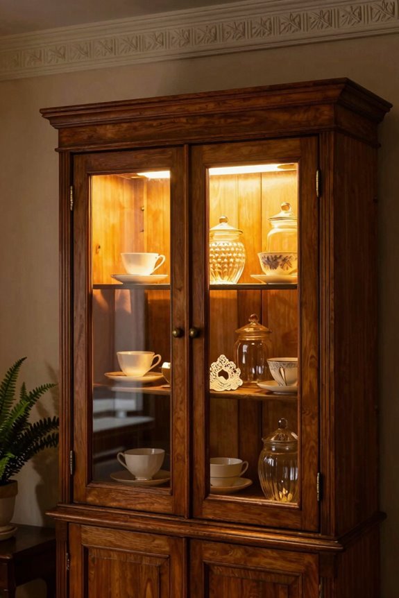 soft warm cabinet illumination highlights details