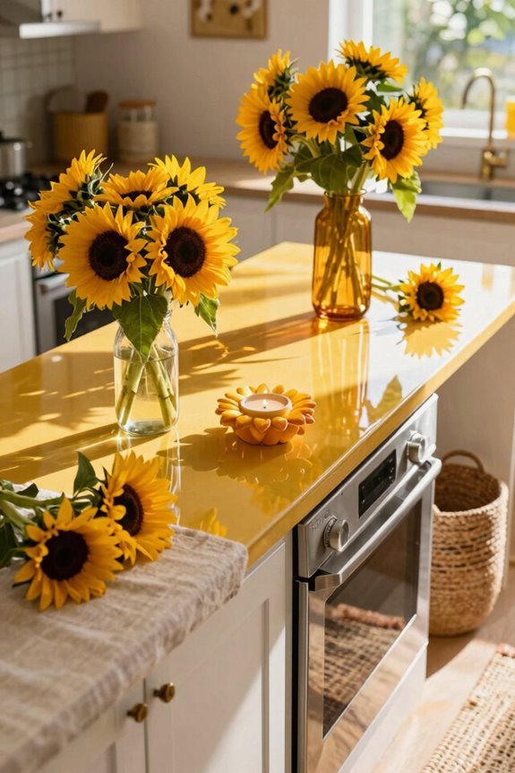 sunflower accents for countertop