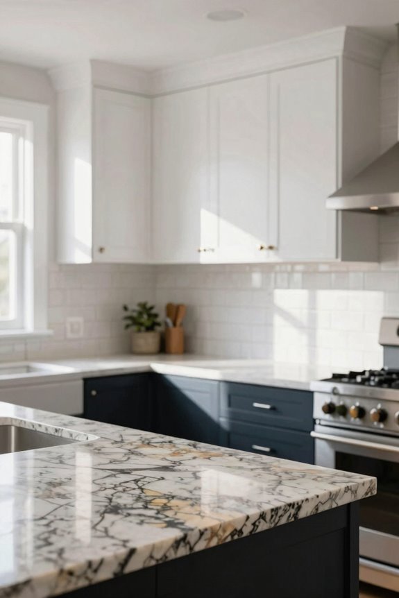 two tone cabinets with contrasting island