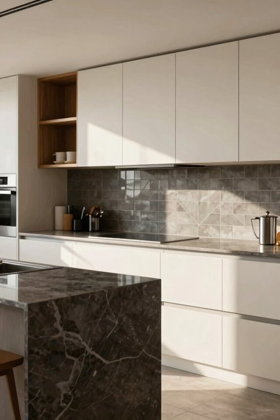 two tone cabinets with warm neutrals 5ujd4