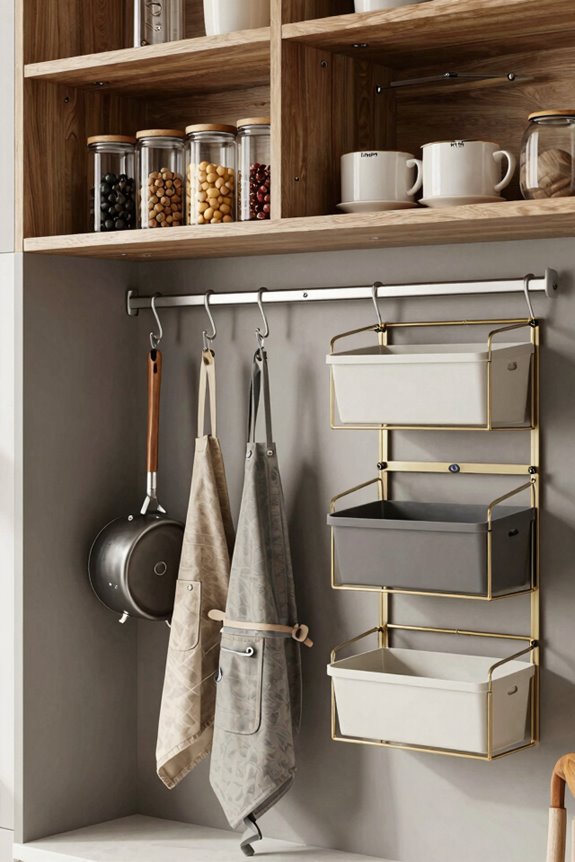 wall mounted rails hooks shelves