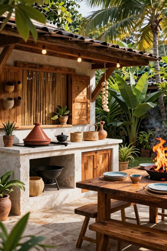 warm inviting family focused outdoor kitchen design