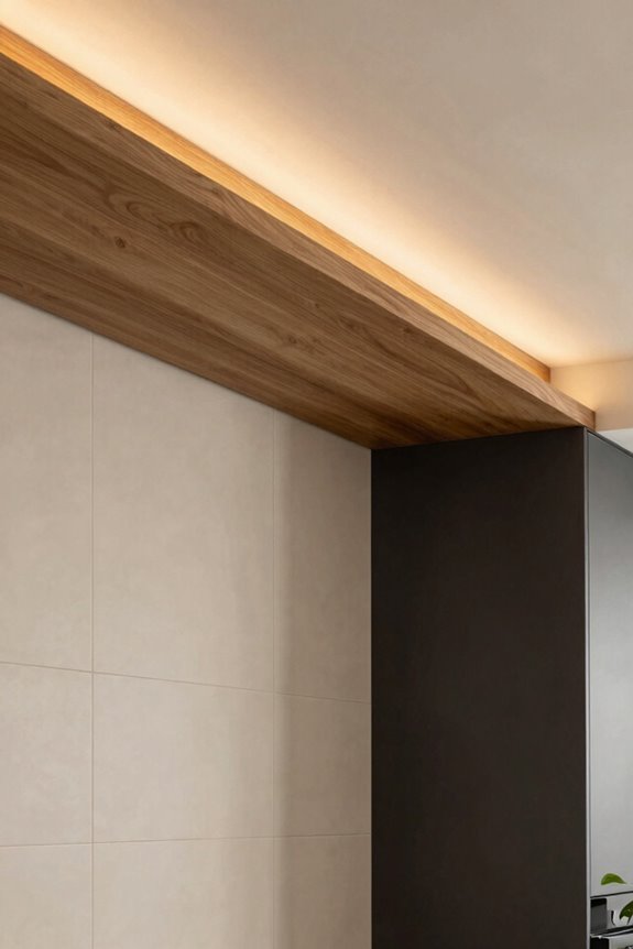 wood veneer unifies kitchen soffit